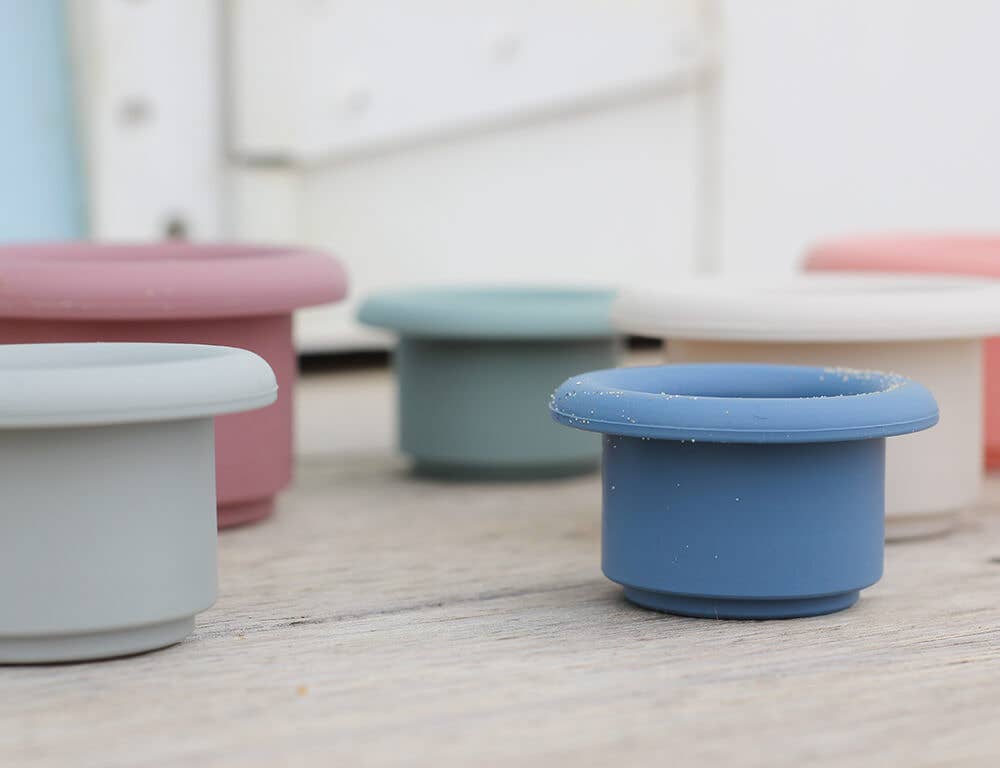 Vasos apilables de silicona Juguetes Montessori para baño y playa