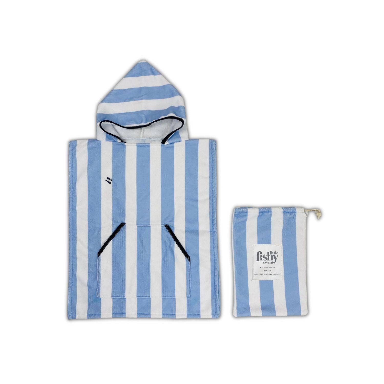 Kids Beach Towels | Eco Hooded Beach Towel in Ocean Blue Stripe