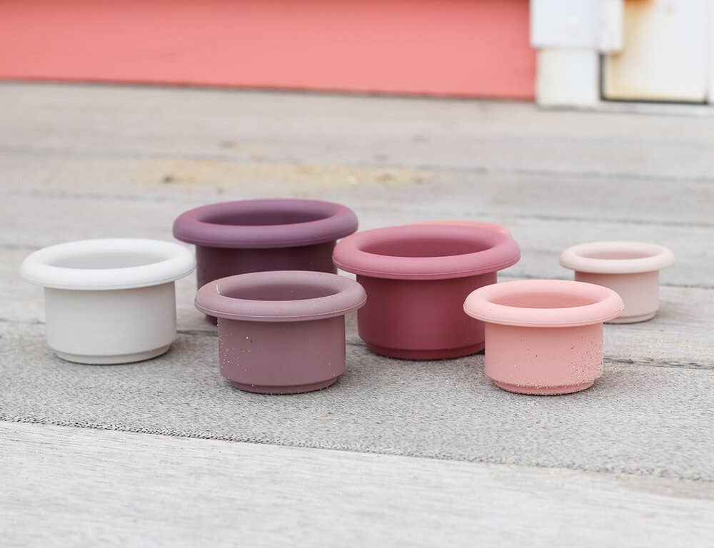 Vasos apilables de silicona Juguetes Montessori para baño y playa