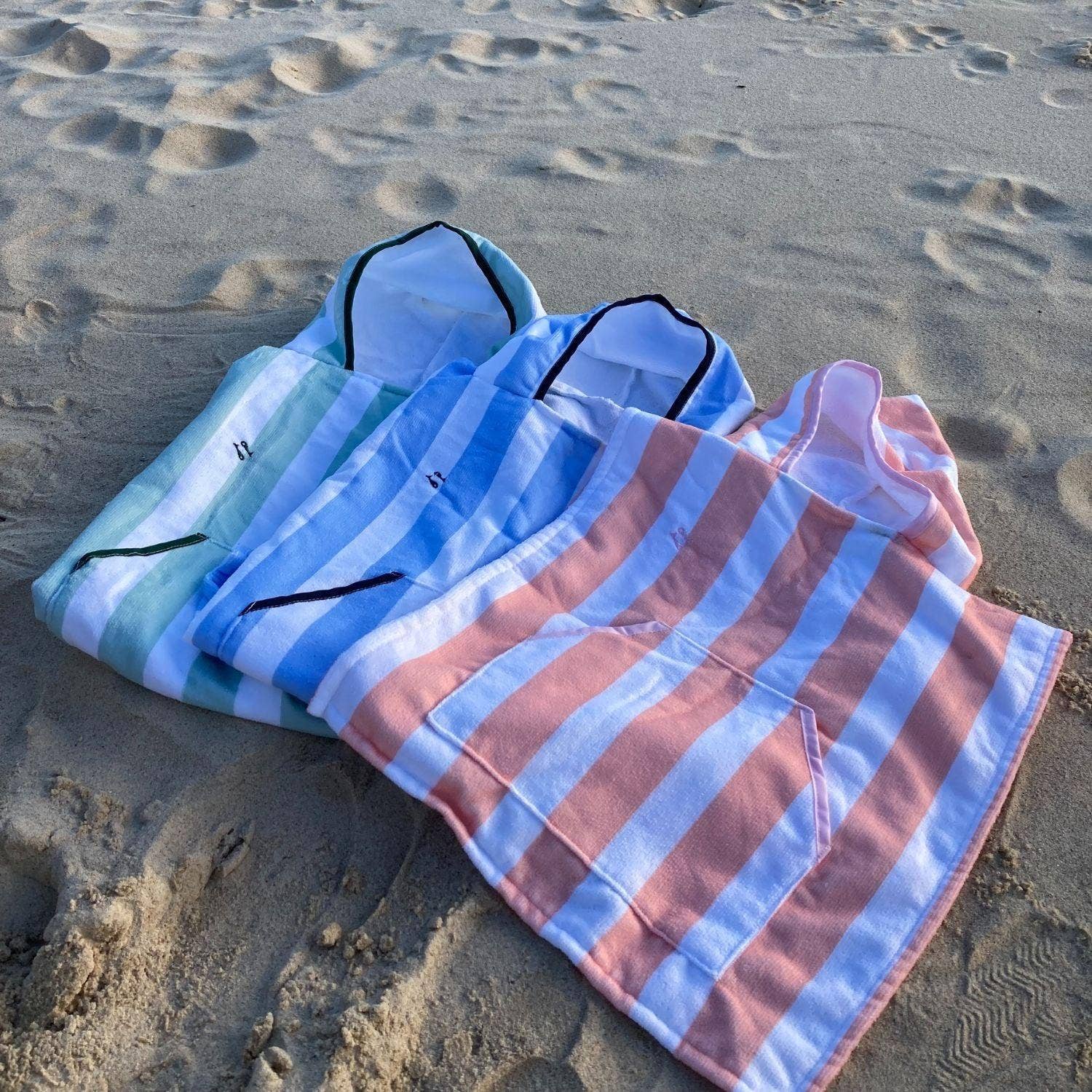 Kids Beach Towels | Eco Hooded Beach Towel in Ocean Blue Stripe