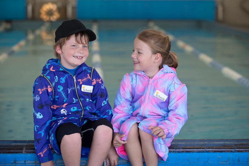 Kid's Schmik Convertible Swim Parka- Mermaid Print – Makai Swim School Kid's Schmik Convertible Swim Parka- Mermaid Print – Makai Swim School