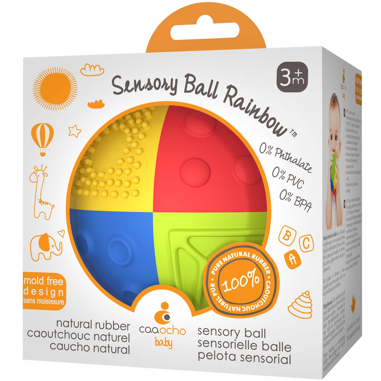 Rainbow Sensory Ball Rainbow - Caoutchouc naturel 100% pur