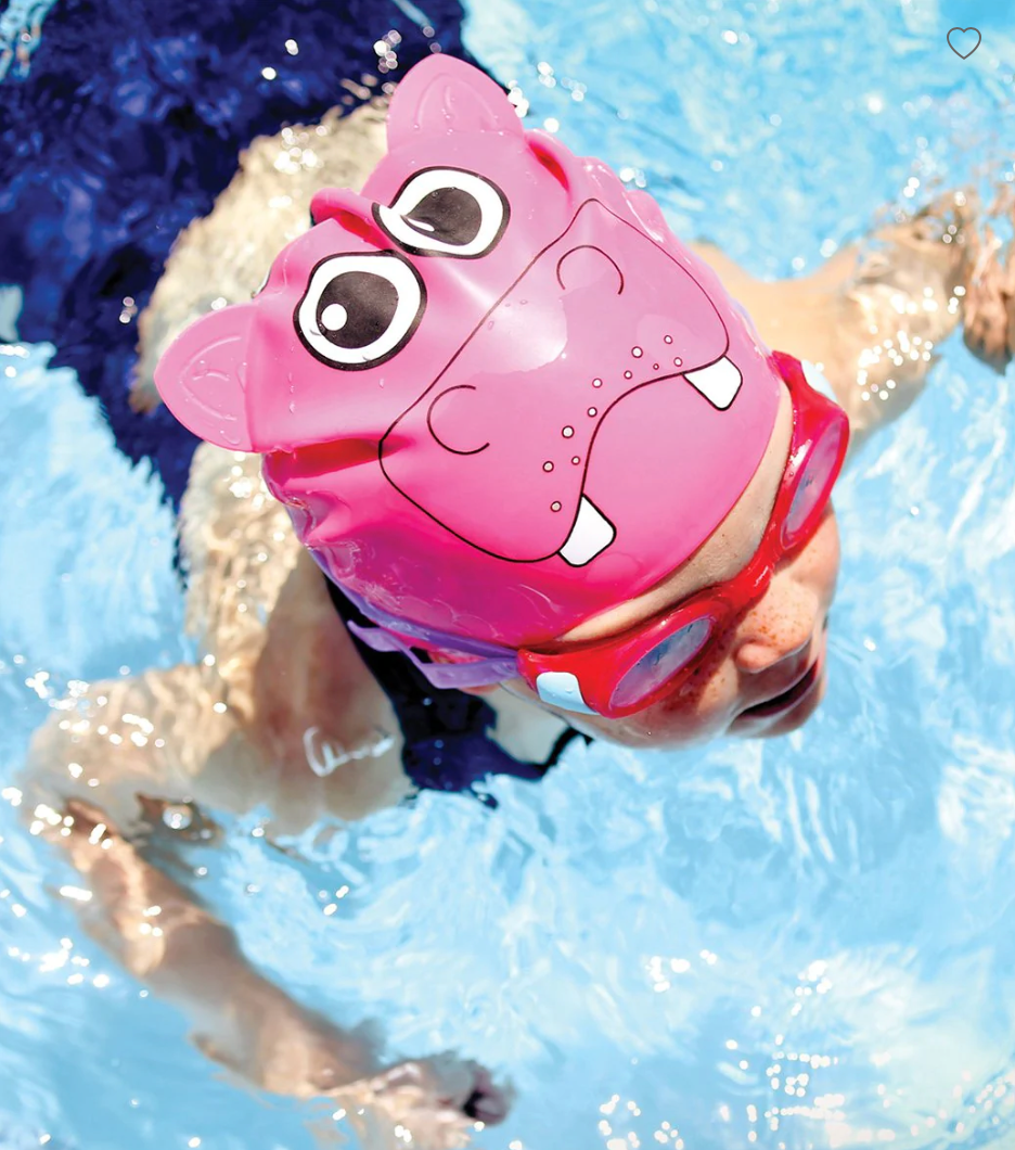 Swim Cap - Pink Hippo